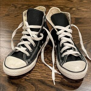 Black canvas Converse high tops youth size 3